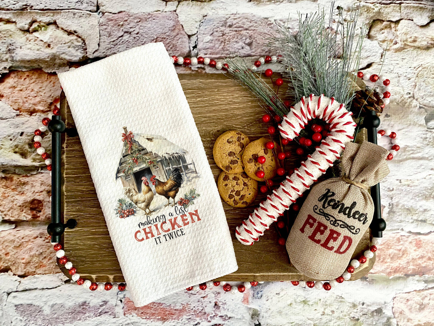 Chicken Christmas Towel, Christmas Farm Home Decor Gift