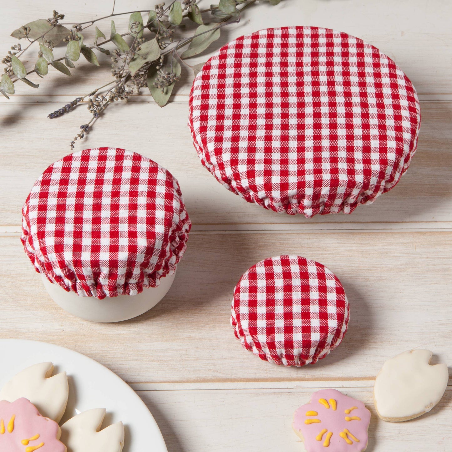 Gingham Mini Bowl Cover Set of 3