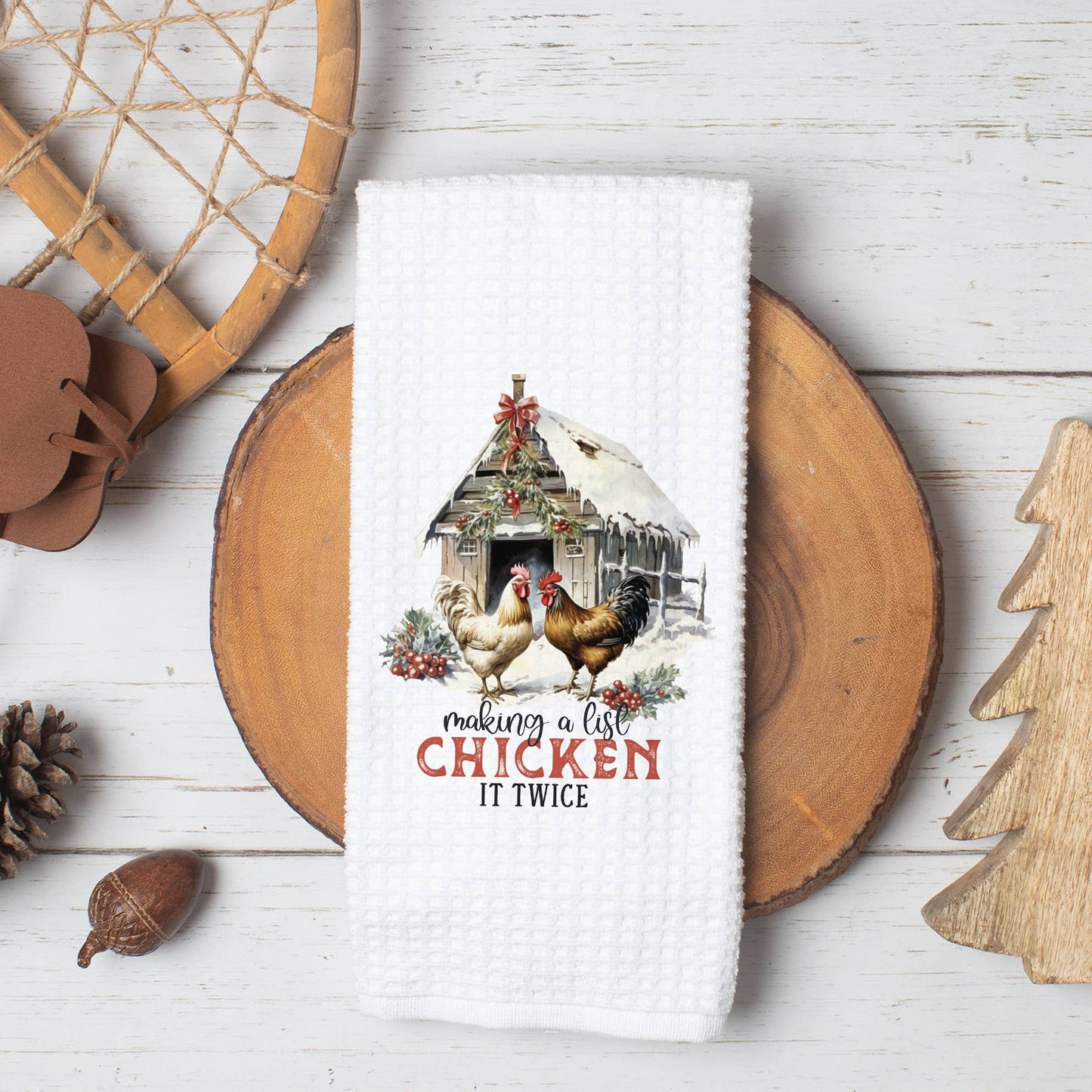 Chicken Christmas Towel, Christmas Farm Home Decor Gift