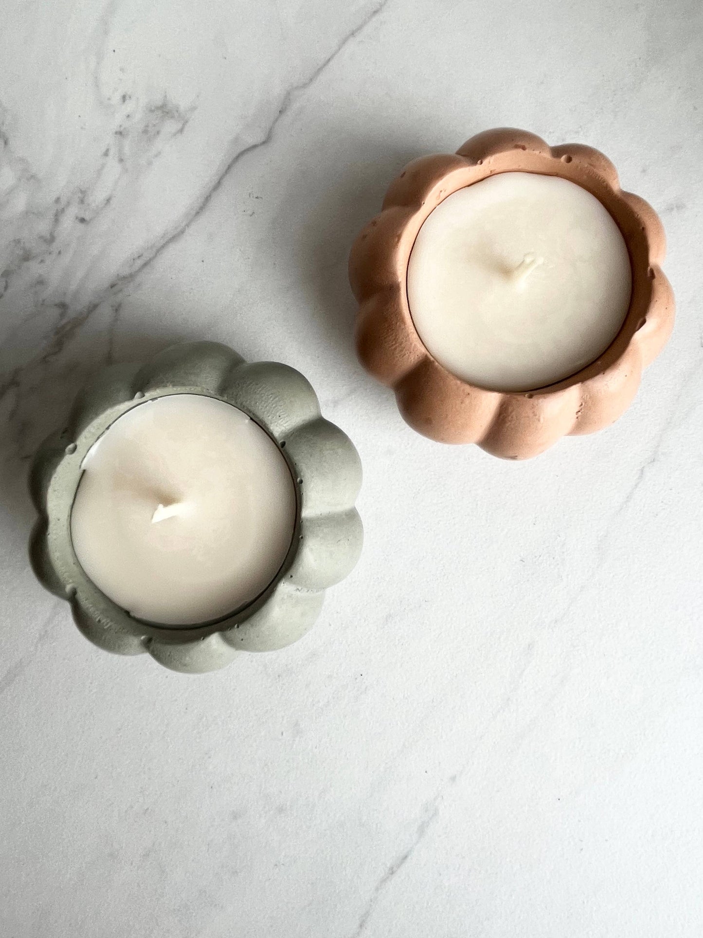 Concrete pumpkin candle